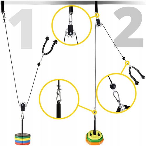 WYCIĄG GÓRNY I DOLNY ZESTAW DO 100KG UCHWYT TRICEPS DO TRENINGU SIŁOWEGO na Arena.pl