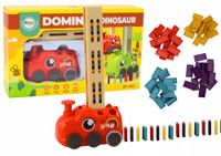 2X Autko Czerwony Dinozaur na Baterie Układające Kolorowe Domino 4 Kolory