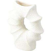 PORCELANOWY WAZON MUSZLA 21 X 7 X 23,5 CM BIAŁY DEKORACJA DO WNĘTRZA