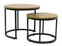 Stoliki kawowe okrągłe Zestaw stolików loft fi 53x45 fi 43x35 dąb
