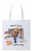 Prezydent Andrzej Duda Torba Eco Biała Shopper Z Nadrukiem Ze Zdjęciem