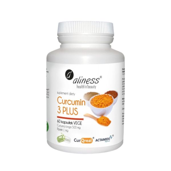 ALINESS CURCUMIN C3 KURKUMA 500mg PIPERYNA 1mg 60k KURKUMINA WĄTROBA zdjęcie 2