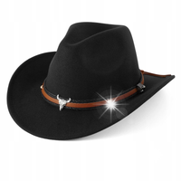 KAPELUSZ KOWBOJSKI COUNTRY WESTERN DLA DOROSŁYCH Uniseks 56-58CM Czarny
