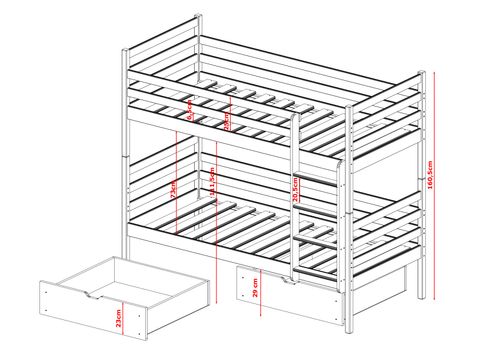 ŁÓŻKO PIĘTROWE NEMO 80X170 2- osobowe na Arena.pl