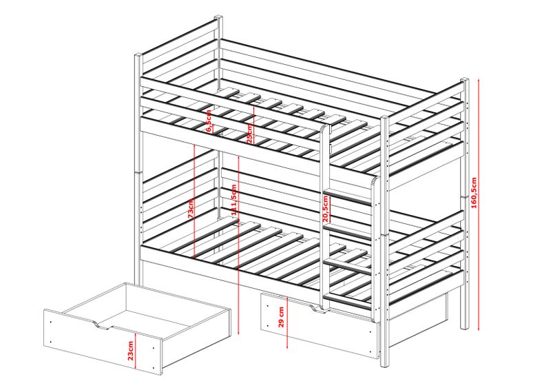 ŁÓŻKO PIĘTROWE NEMO 80X170 2- osobowe zdjęcie 5