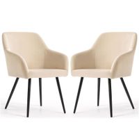 2x Krzesło welurowe tapicerowane do salonu ESTELLE Beżowe Czarne nogi