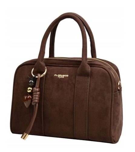 Flora&Co torebka kuferek zamsz CZEKOLADOWA elegancka CASUAL na Arena.pl