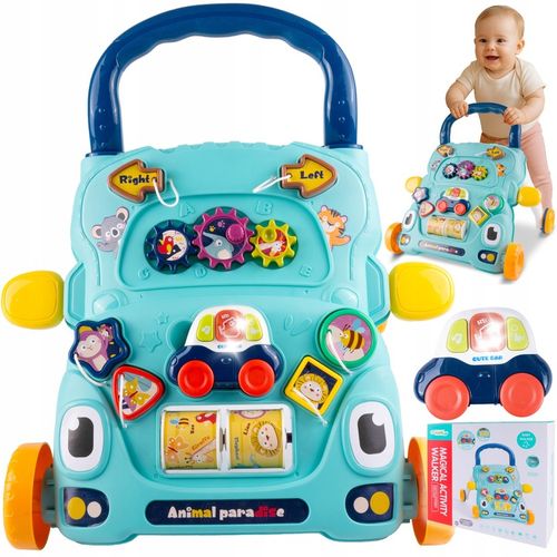 CHODZIK PCHACZ AUTKO ZABAWKA EDUKACYJNA INTERKATYWNA SORTER RUCHOME KLOCKI na Arena.pl