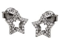 Eleganckie rodowane srebrne kolczyki gwiazdki gwiazdy stars białe cyrkonie srebro 925 K2302