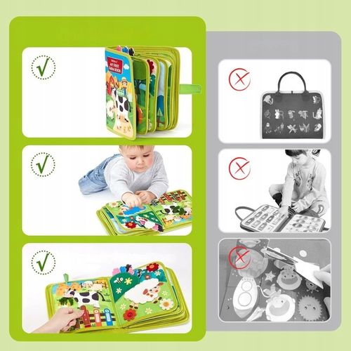 Książeczka Manipulacyjna Sensoryczna Montessori Tablica Zabawka Edukacyjna na Arena.pl