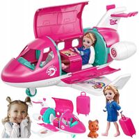 LALKA dla dziewczynek w SAMOLOCIE z pieskiem akcesoriami walizka bagaż