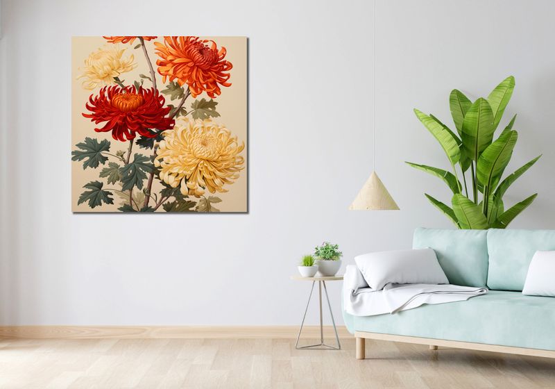 Obraz 100x100cm Tańczące Chryzantemy zdjęcie 2