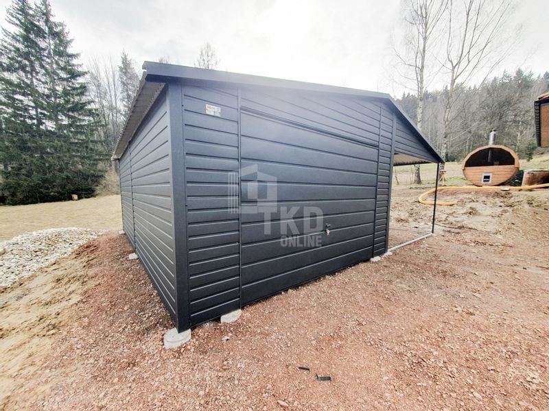 Garaż Blaszany 4x6 wiata 3,5x6 Brama uchylna Antracyt dach dwuspad TKD207 zdjęcie 4