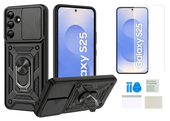 Etui pancerne do SAMSUNG GALAXY S25 Slide Ring czarny case + folia ochronna