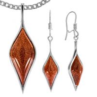 SREBRNY OKAZAŁY KOMPLET Z PIASKIEM PUSTYNI SREBRO PRÓBY 925