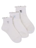 Skarpety krótkie gładkie z haftem kokardki ecru 3PAK 35-38 YOCLUB