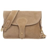 VERA PELLE torebka damska zamszowa listonoszka z paskiem V694 beżowa