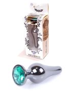 Korek Analny Z Zielonym Kryształkiem Dark Silver Butt Plug