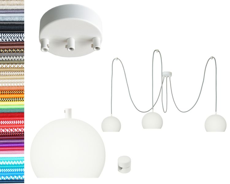 LAMPA kula biała z białym metalowym hamulcem pająk 3 wisząca zdjęcie 1