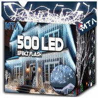 SOPLE 500 LED KURTYNA LAMPKI ZEWNĘTRZNE IP44 FLASH Białe ZIMNE 21m GRUBE