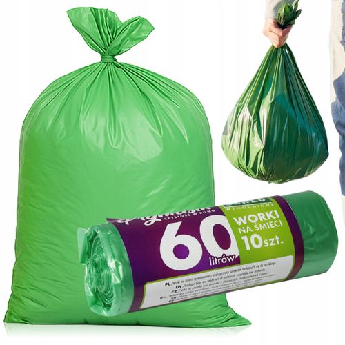WORKI NA ŚMIECI 60L 10 SZT ZIELONE DO SEGREGACJI NA ODPADY WYTRZYMAŁE na Arena.pl