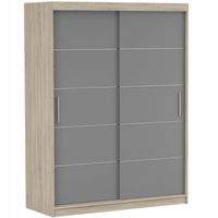 Szafa przesuwna VISTA 06 150x61 SONOMA/SZARY półki pojemna PRODUCENT