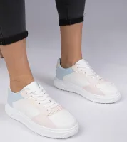 Biało-różowe sportowe sneakersy z ekoskóry Lavilia 39