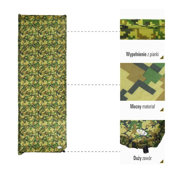 Mata samopompująca moro NC4050 185x65x5 cm Nils Camp zdjęcie 3