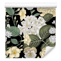 Tapeta do salonu kwiaty hortensja liście vintage