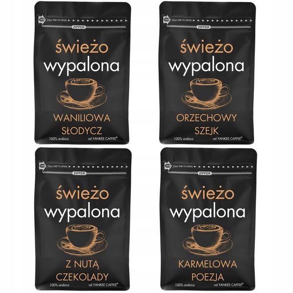 Kawa ziarnista Świeżo Palona Zestaw próbek 4x200g mix do degustacji prezent zdjęcie 1