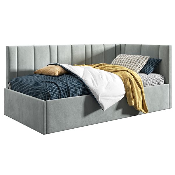 Łóżko młodzieżowe Tapczan 80x200 Supreme Prato Jasny Szary + POJEMNIK zdjęcie 1