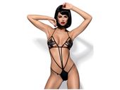 Czarne prowokacyjne body z pasków Obsessive S/M