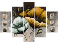 105CM 150CM OBRAZ 5 ELEM MALOWANE MAKI ZÓŁCI DRUK