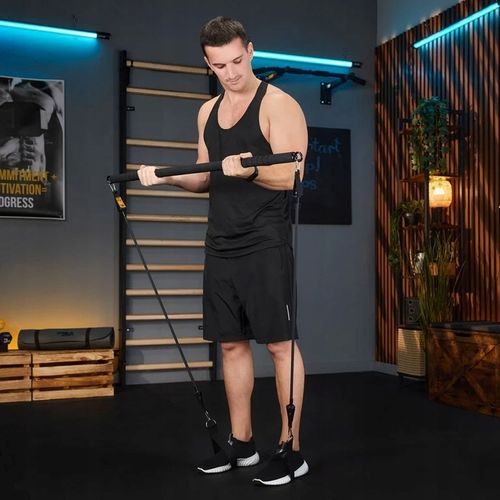 Drążek do ćwiczeń pilatesu kij 4x gumy oporowe ekspandery + etui Trex na Arena.pl