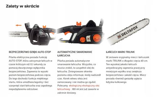 Piła łańcuchowa Deltafox DG-ECS 2240 2200W TRILINK na Arena.pl