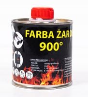 FARBA LAKIER ŻAROODPORNA DO KOMINKÓW GRILLA CZARNA 0,25L TRWAŁA 900 WYDAJNA