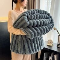 Koc na łóżko szary 180×200 cm