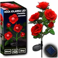 LAMPA SOLARNA OGRODOWA WBIJANA LED RÓŻA 80cm Lampki Solarne Sztuczne Kwiaty