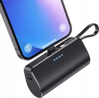 Mały Powerbank Mini Kieszonkowy Iphone/ Typ-C 5000 Czarny lub Biały
