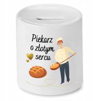Skarbonka Dla Piekarza O Złotym Sercu Prezent Z Nadrukiem Ze Zdjęciem Z Nad
