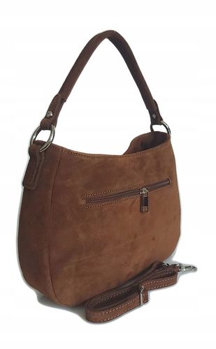 Włoska skórzana listonoszka Vera Pelle zamsz A5 Camel na Arena.pl