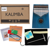 Kalimba zazna pianino 17 klawiszy MAHOŃ etui akcesoria W-17T-8 niebieska