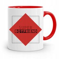 Kubek Czerwony Dla Chłopaka Faceta Super Boyfriend Z Nadrukiem Ze Zdjęciem