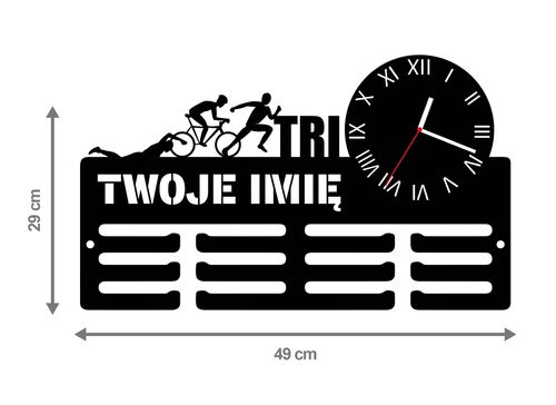 Wieszak na medale z zegarem TRI twoje imię dowolny tekst 490.1 na Arena.pl