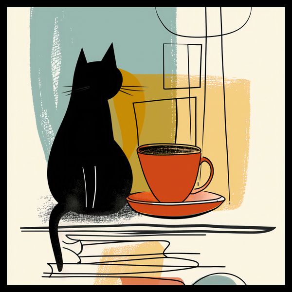 Plakat 40x40cm Kot i Kawa zdjęcie 2