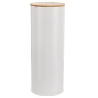 Pojemnik na żywność metalowy biały z bambusową pokrywką WHITELINE 28,5 cm