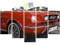 100CM 150CM OBRAZ 5 ELEM CZERWONY MUSTANG ŚCIENNY