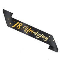 Szarfa urodzinowa 18 Urodziny czarno-złota