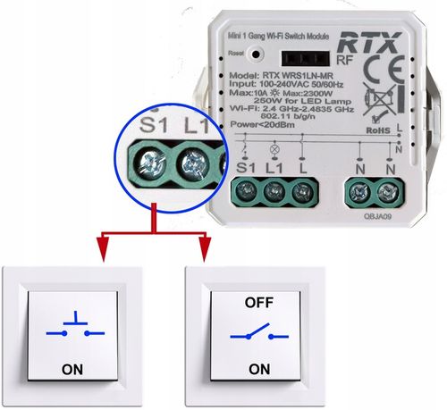 RTX Mini Przekaźnik Sterownik Oświetlenia Moduł 1kanał LN TUYA WiFi na Arena.pl