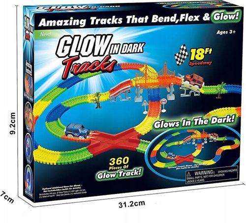 TOR SAMOCHODOWY ŚWIECĄCY 360el + 2 AUTKA MAGIC TRACKS MOST 1808 na Arena.pl